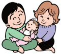 子供を抱く夫婦イメージ