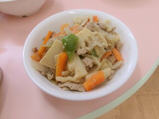 豚肉と筍のごまみそいため
